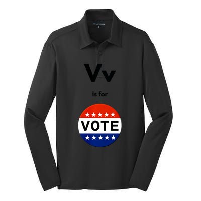 V Is For Vote Silk Touch Performance Long Sleeve Polo