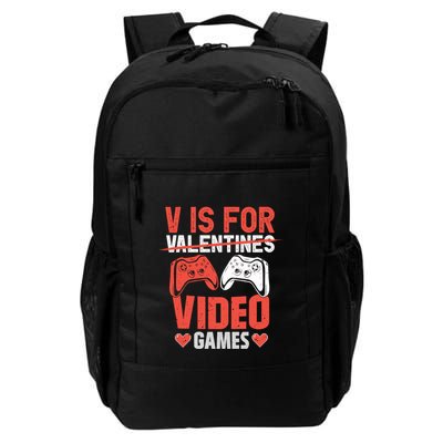 V Is For Video Games Gamer Valentines Day Gift Backpack