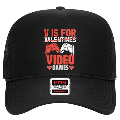 V Is For Video Games Gamer Valentines Day Gift Trucker Hat