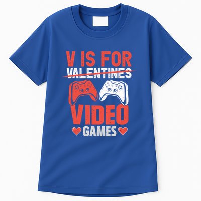V Is For Video Games Gamer Valentines Day Gift Tall T-Shirt
