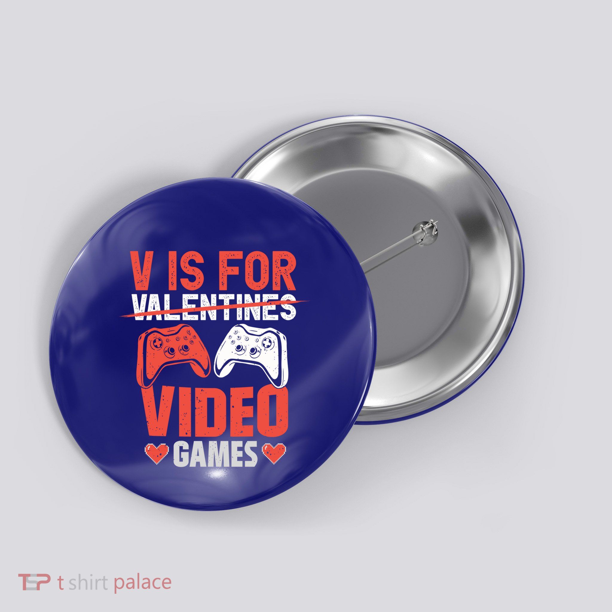 V Is For Video Games Gamer Valentines Day Gift Button
