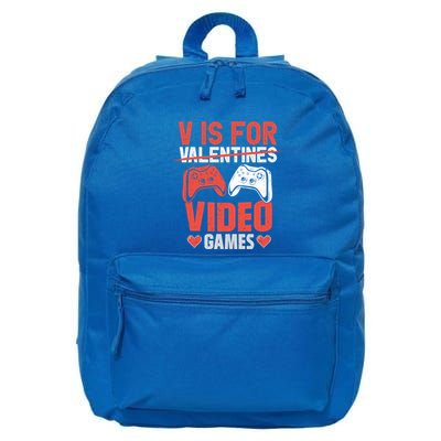 V Is For Video Games Gamer Valentines Day Gift 16 in Basic Backpack