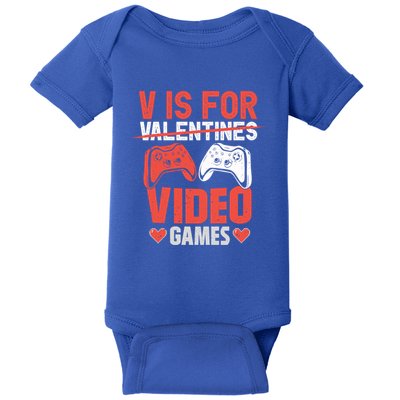 V Is For Video Games Gamer Valentines Day Gift Baby Bodysuit