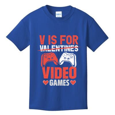 V Is For Video Games Gamer Valentines Day Gift Kids T-Shirt