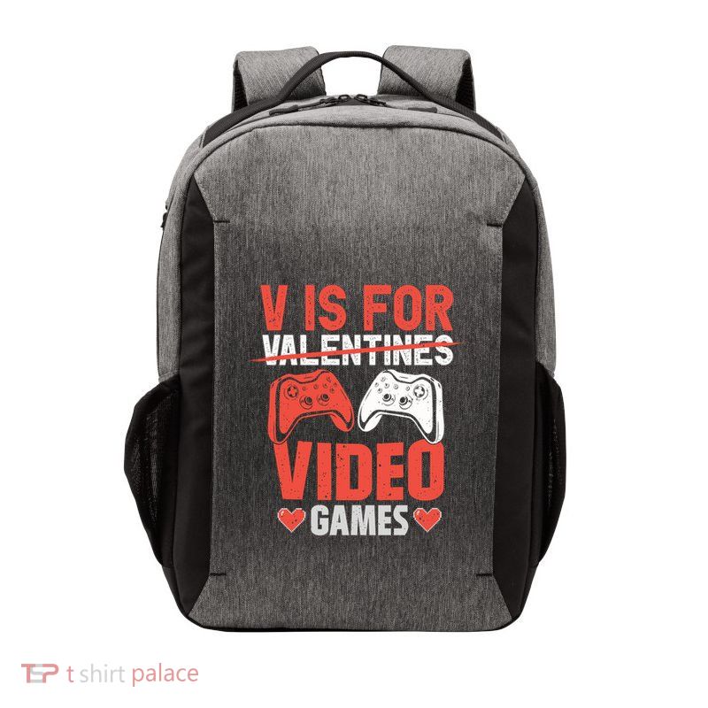 V Is For Video Games Gamer Valentines Day Gift Vector Backpack