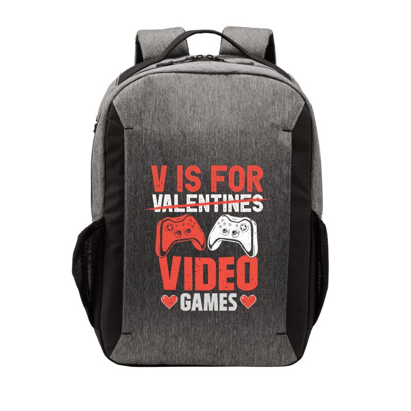 V Is For Video Games Gamer Valentines Day Gift Vector Backpack