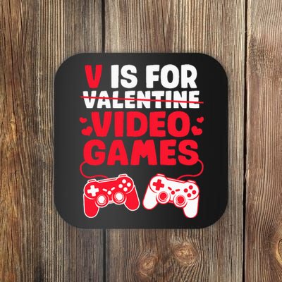 V Is For Video Games Valentines Day Gamer Coaster