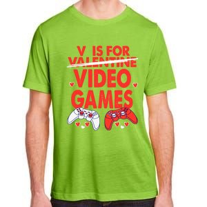 V Is For Video Games Funny Valentines Day Gamer Gift Adult ChromaSoft Performance T-Shirt