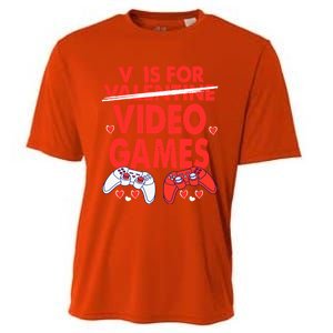 V Is For Video Games Funny Valentines Day Gamer Gift Cooling Performance Crew T-Shirt