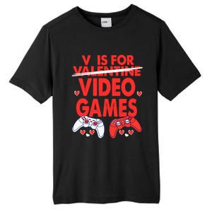 V Is For Video Games Funny Valentines Day Gamer Gift Tall Fusion ChromaSoft Performance T-Shirt