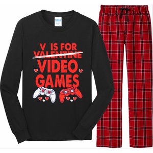 V Is For Video Games Funny Valentines Day Gamer Gift Long Sleeve Pajama Set