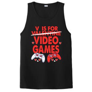 V Is For Video Games Funny Valentines Day Gamer Gift PosiCharge Competitor Tank