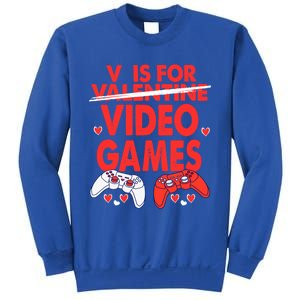 V Is For Video Games Funny Valentines Day Gamer Gift Sweatshirt