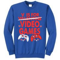 V Is For Video Games Funny Valentines Day Gamer Gift Sweatshirt