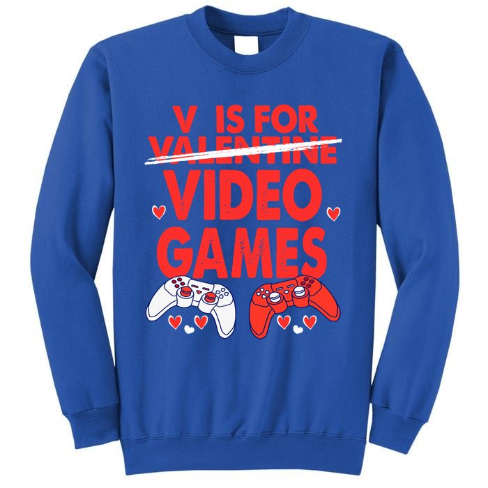 V Is For Video Games Funny Valentines Day Gamer Gift Sweatshirt