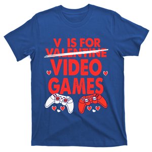 V Is For Video Games Funny Valentines Day Gamer Gift T-Shirt