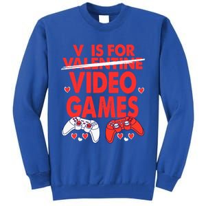 V Is For Video Games Funny Valentines Day Gamer Gift Tall Sweatshirt