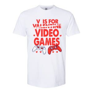 V Is For Video Games Funny Valentines Day Gamer Gift Softstyle CVC T-Shirt