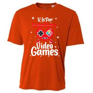 V Is For Video Games Happy Valentines Day Gamer Meaningful Gift Cooling Performance Crew T-Shirt