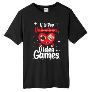 V Is For Video Games Happy Valentines Day Gamer Meaningful Gift Tall Fusion ChromaSoft Performance T-Shirt