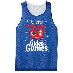 V Is For Video Games Happy Valentines Day Gamer Meaningful Gift Mesh Reversible Basketball Jersey Tank