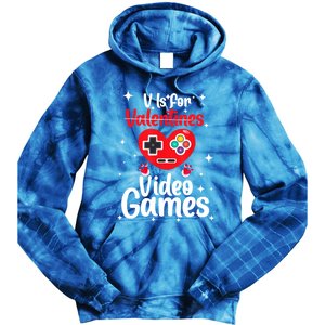 V Is For Video Games Happy Valentines Day Gamer Meaningful Gift Tie Dye Hoodie