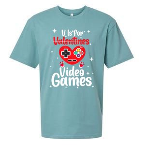 V Is For Video Games Happy Valentines Day Gamer Meaningful Gift Sueded Cloud Jersey T-Shirt