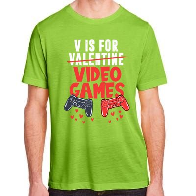 V Is For Video Games Happy Valentine's Day For Couple Cool Gift Adult ChromaSoft Performance T-Shirt