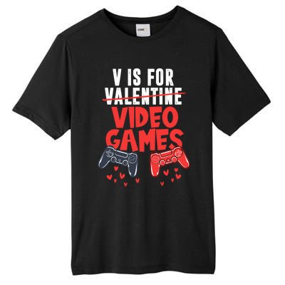 V Is For Video Games Happy Valentine's Day For Couple Cool Gift Tall Fusion ChromaSoft Performance T-Shirt