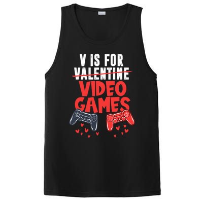 V Is For Video Games Happy Valentine's Day For Couple Cool Gift PosiCharge Competitor Tank