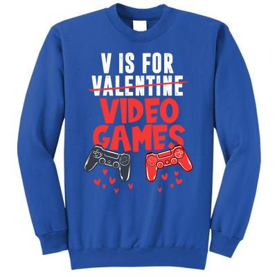 V Is For Video Games Happy Valentine's Day For Couple Cool Gift Sweatshirt