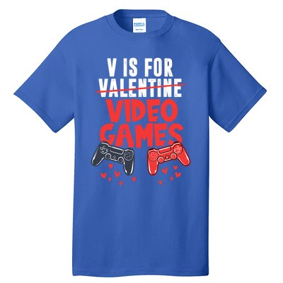 V Is For Video Games Happy Valentine's Day For Couple Cool Gift Tall T-Shirt