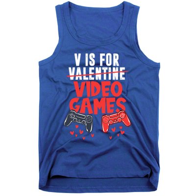 V Is For Video Games Happy Valentine's Day For Couple Cool Gift Tank Top