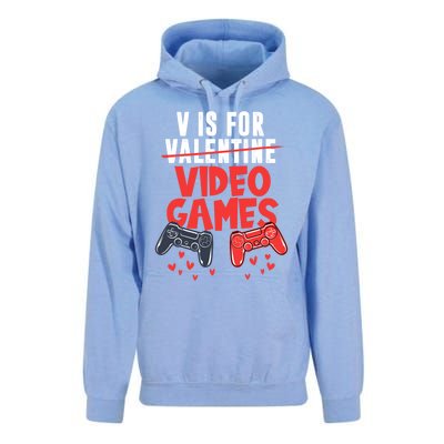 V Is For Video Games Happy Valentine's Day For Couple Cool Gift Unisex Surf Hoodie