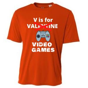 V Is For Video Games Valentines Funny Gift Funny Gift Cooling Performance Crew T-Shirt