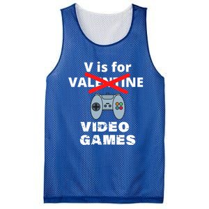 V Is For Video Games Valentines Funny Gift Funny Gift Mesh Reversible Basketball Jersey Tank