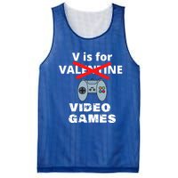 V Is For Video Games Valentines Funny Gift Funny Gift Mesh Reversible Basketball Jersey Tank