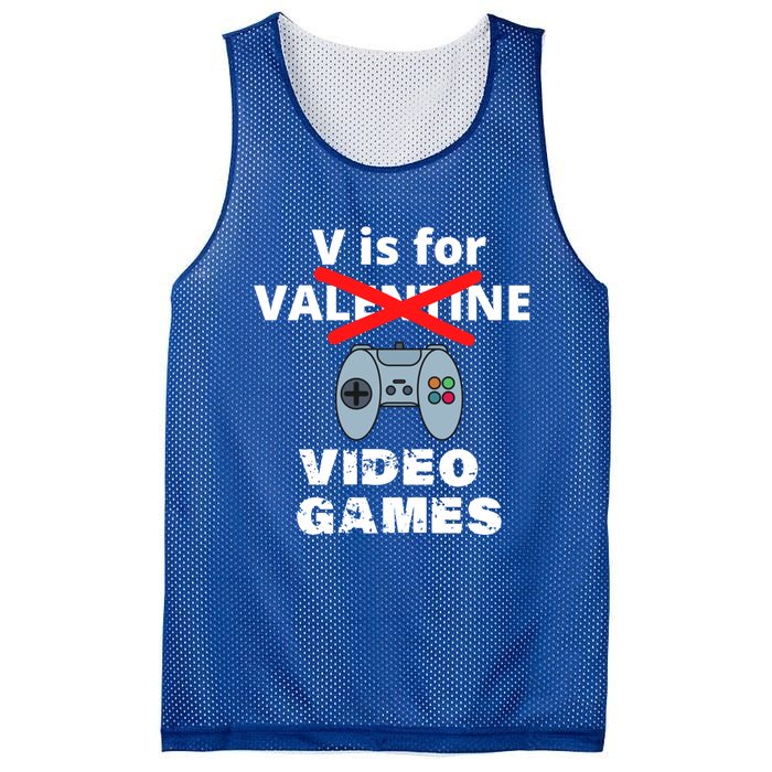 V Is For Video Games Valentines Funny Gift Funny Gift Mesh Reversible Basketball Jersey Tank