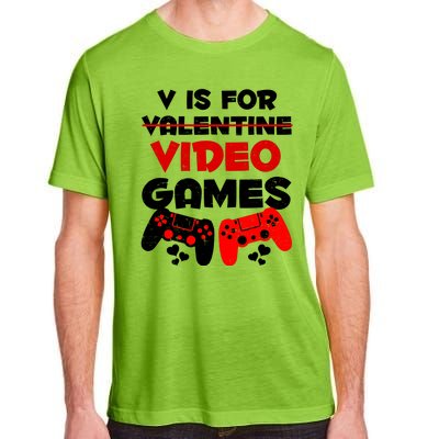 V Is For Video Games Funny Valentines Day Gamer Adult ChromaSoft Performance T-Shirt