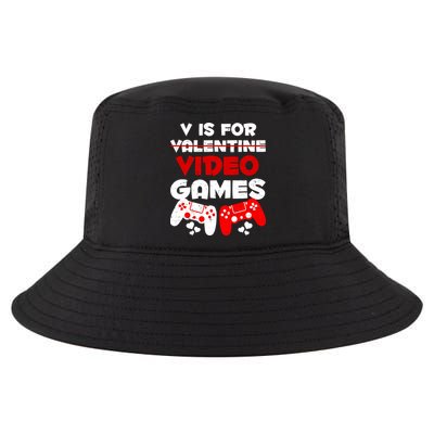 V Is For Video Games Funny Valentines Day Gamer Cool Comfort Performance Bucket Hat