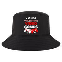 V Is For Video Games Funny Valentines Day Gamer Cool Comfort Performance Bucket Hat