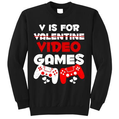 V Is For Video Games Funny Valentines Day Gamer Sweatshirt
