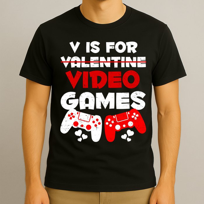 V Is For Video Games Funny Valentines Day Gamer T-Shirt
