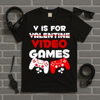 V Is For Video Games Funny Valentines Day Gamer T-Shirt