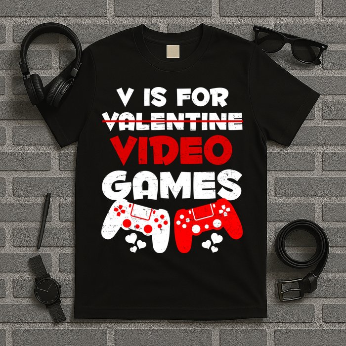 V Is For Video Games Funny Valentines Day Gamer T-Shirt