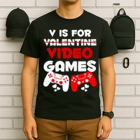 V Is For Video Games Funny Valentines Day Gamer T-Shirt
