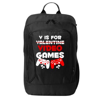 V Is For Video Games Funny Valentines Day Gamer City Backpack