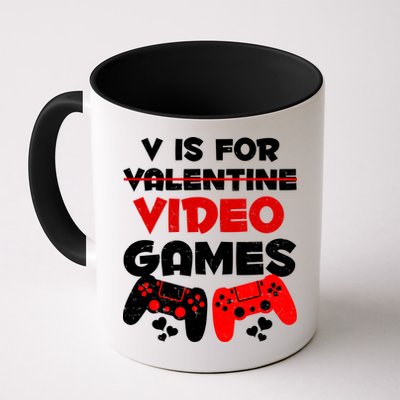 V Is For Video Games Funny Valentines Day Gamer Mug