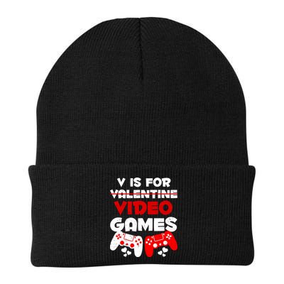 V Is For Video Games Funny Valentines Day Gamer Beanie