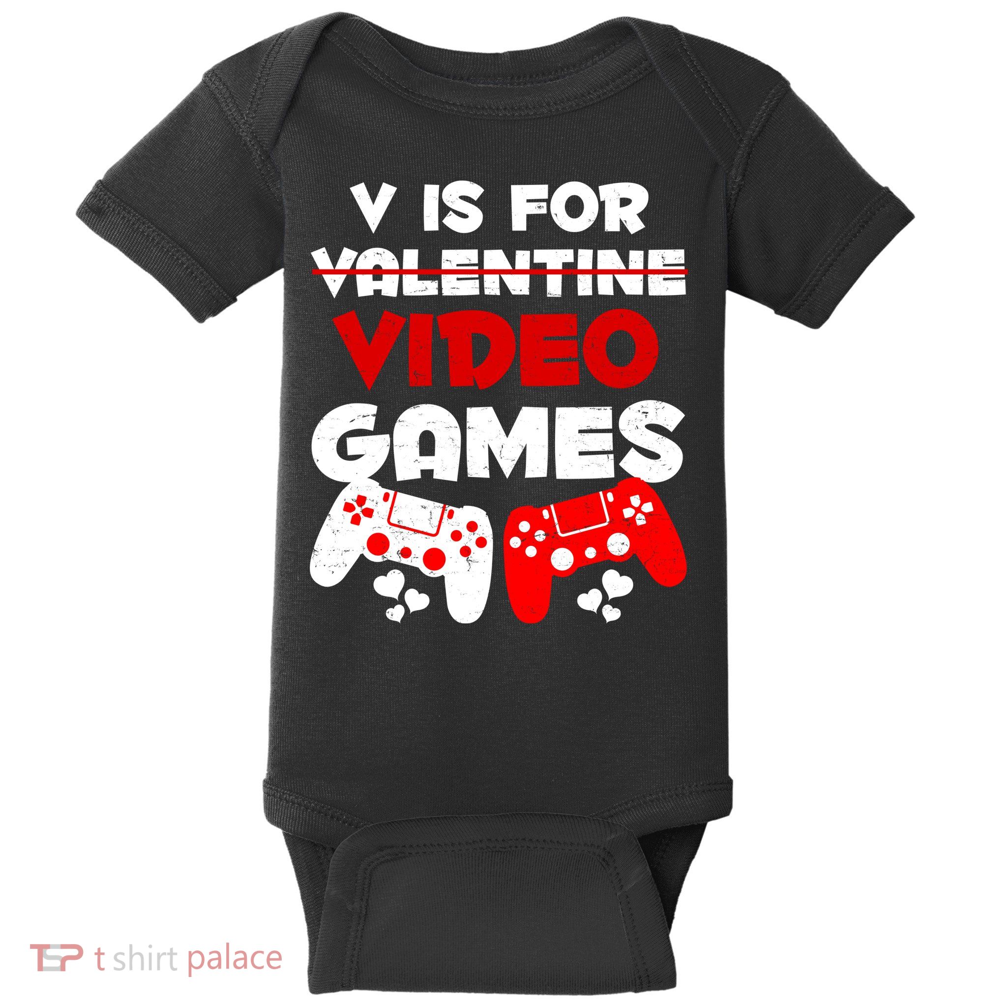 V Is For Video Games Funny Valentines Day Gamer Baby Bodysuit